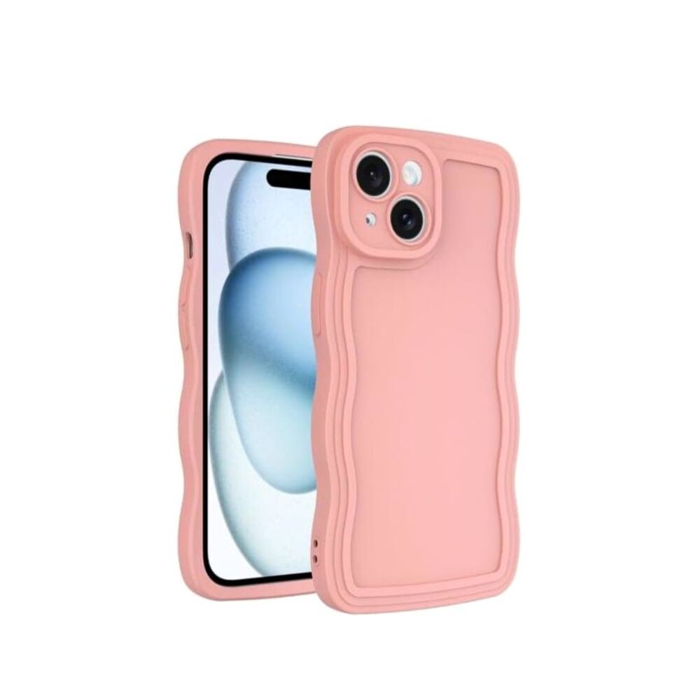 IPhone 15 Case Curly Wavy Frame Design, Soft Flexible TPU Cute Color Shockproof